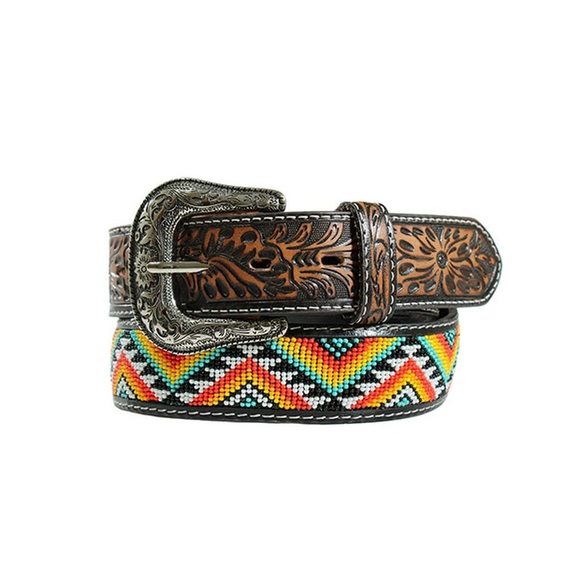 Nocona Ladies Zig Zag Beaded Belt, Small, Multicolored🙈